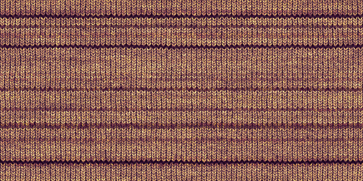 Seamless fairisle knitted horizontal stripes background texture in trendy vintage earth tones. Tileable cozy classic tricot knit textile pattern. A high resolution fabric 3D rendering backdrop.