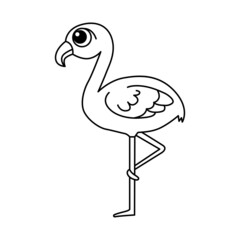 Flamingo cartoon coloring page illustration vector. For kids coloring book.