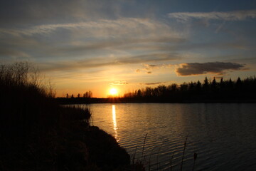 sunset over lake, Pylypow Wetlands, Edmonton, Alberta