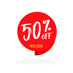 Sale of special offers. Discount with the price is 50%. An ad with a red tag for an advertising campaign at retail on the day of purchase. vector illustration