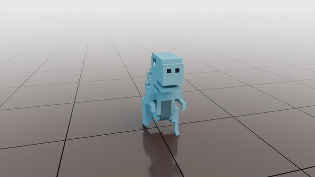 3d Illustration -character Made In Voxel Art Style