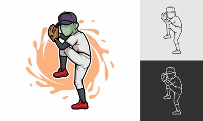 baseball pitcher cartoon vector