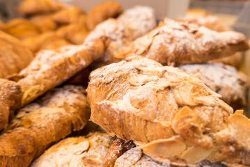 almond croissants at a farmers market