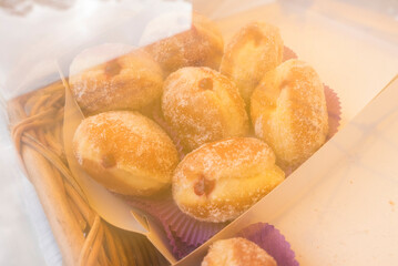 jam donuts at a farmers market