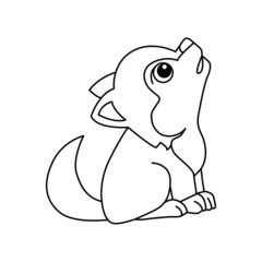 Wolf cartoon coloring page illustration vector. For kids coloring book.