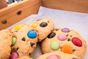 smartie cookies at a farmers market