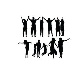 Silhouette of People Together and happy, art vector design