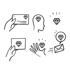 hand drawn doodle VIP vector line icons set illustration icon