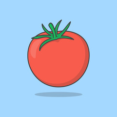 Tomato Cartoon Vector Illustration. Fresh Red Tomatoes Flat Icon Outline