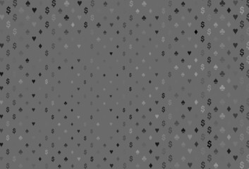 Dark silver, gray vector texture with playing cards.