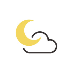 三日月と雲のお天気アイコン　ベクターイラスト素材