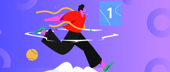 Running workout body vector creative concept illustration
