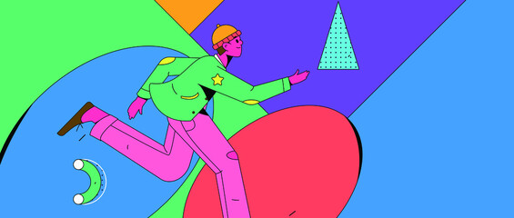 Running workout body vector creative concept illustration
