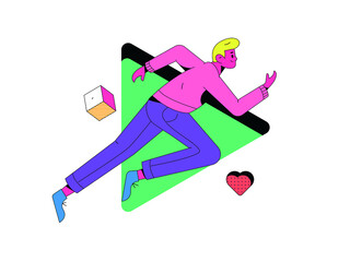 Running workout body vector creative concept illustration
