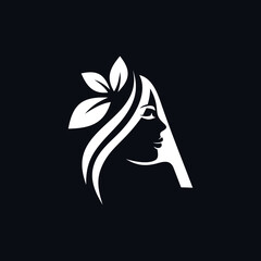 an illustration of a logo combining the letter A with a woman's face