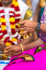 South Indian Tamil Hindu wedding wedding ceremony ritual items close up