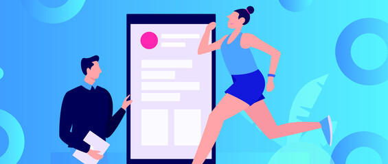 Running workout body vector creative concept illustration
