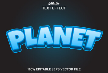 planet text effect in blue color for promotion