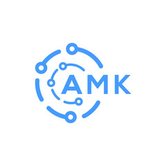AMK letter technology logo design on white  background. AMK creative initials letter logo concept. AMK letter technology design.