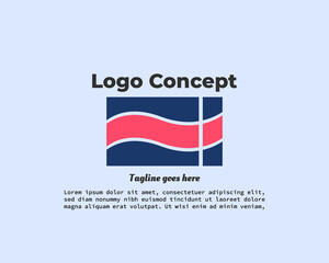 river flag logo design concept element