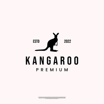 silhouette of kangaroo logo design vintage