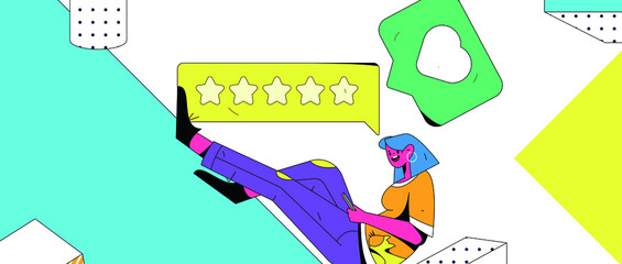 Rating positive vector creative concept illustration
