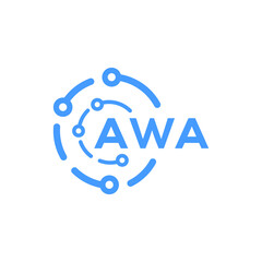 AWA letter technology logo design on white  background. AWA creative initials letter logo concept. AWA letter technology design. - obrazy, fototapety, plakaty