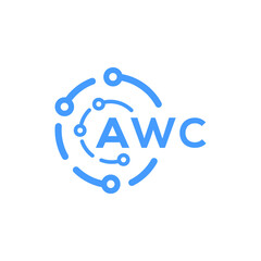 AWC letter technology logo design on white  background. AWC creative initials letter logo concept. AWC letter technology design.