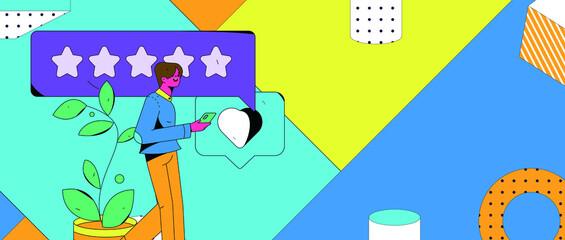 Rating positive vector creative concept illustration
