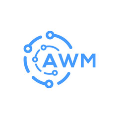 AWM letter technology logo design on white  background. AWM creative initials letter logo concept. AWM letter technology design.