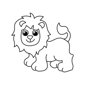 Lion cartoon coloring page illustration vector. For kids coloring book.