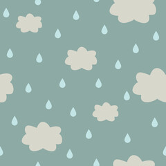 Cute Rain Clouds Seamless Repeat Design