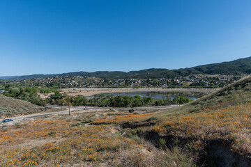Fototapeta na wymiar Antelope Valley Poppy Reserve vista in springtime, Lancaster, California
