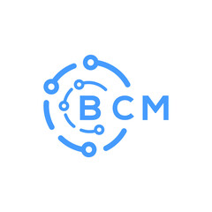 BCM letter technology logo design on white  background. BCM creative initials letter logo concept. BCM letter technology design.