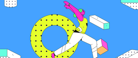 Yoga workout vector creative concept illustration
