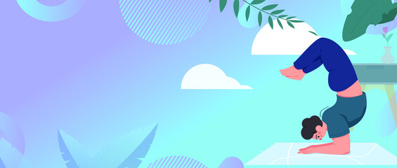 Yoga workout vector creative concept illustration
