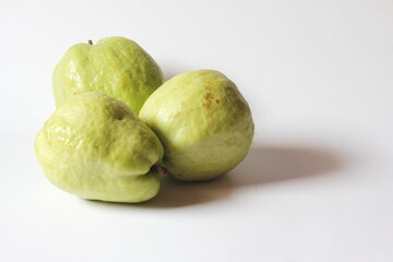fresh green guava fruit on a white background