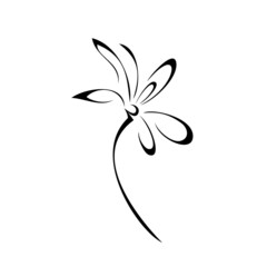 one stylized blooming flower on a short stalk without leaves. graphic decor