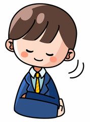うんうんとうなずくビジネスマンの男性のイラスト