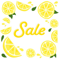 ポップなセールのデザイン文字とレモンの飾りフレーム