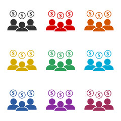 Fototapeta na wymiar Employee cost, salary icon color set