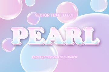 Pearl holographic sparkling shiny glass style typography editable text effect font style template background design