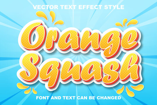 orange squash extract juice 3d editable text effect font style template