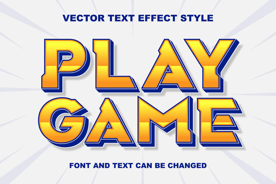 play game orange 3d editable text effect font style template banner