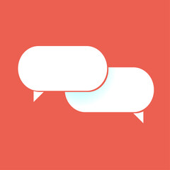 white speech bubbles on a red background. Flat design. vector image
