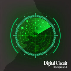green light ellipse Radar Scan digital abstract background