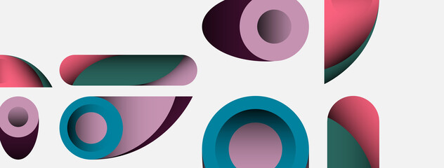Abstract background. Minimal geometric circles and round style shapes with deep shadow effects. Trendy technology business template for wallpaper banner or background