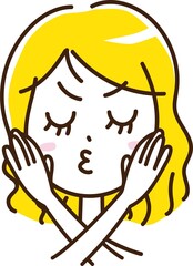 女性　反対　ダメ　顔　表情　怒る　金髪　外国人