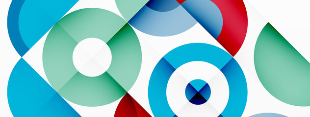 Obraz premium Colorful circle abstract background. Minimal geometric template for wallpaper, banner, presentation