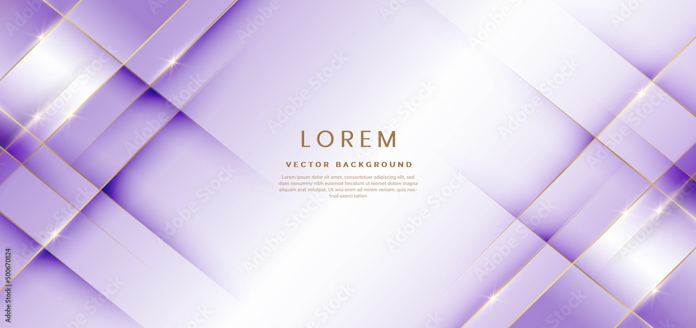 Poster abstract luxury white and soft purple elegant geometric diagonal overlay layer background with golde
